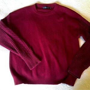 Small burgundy sweater, very comfy